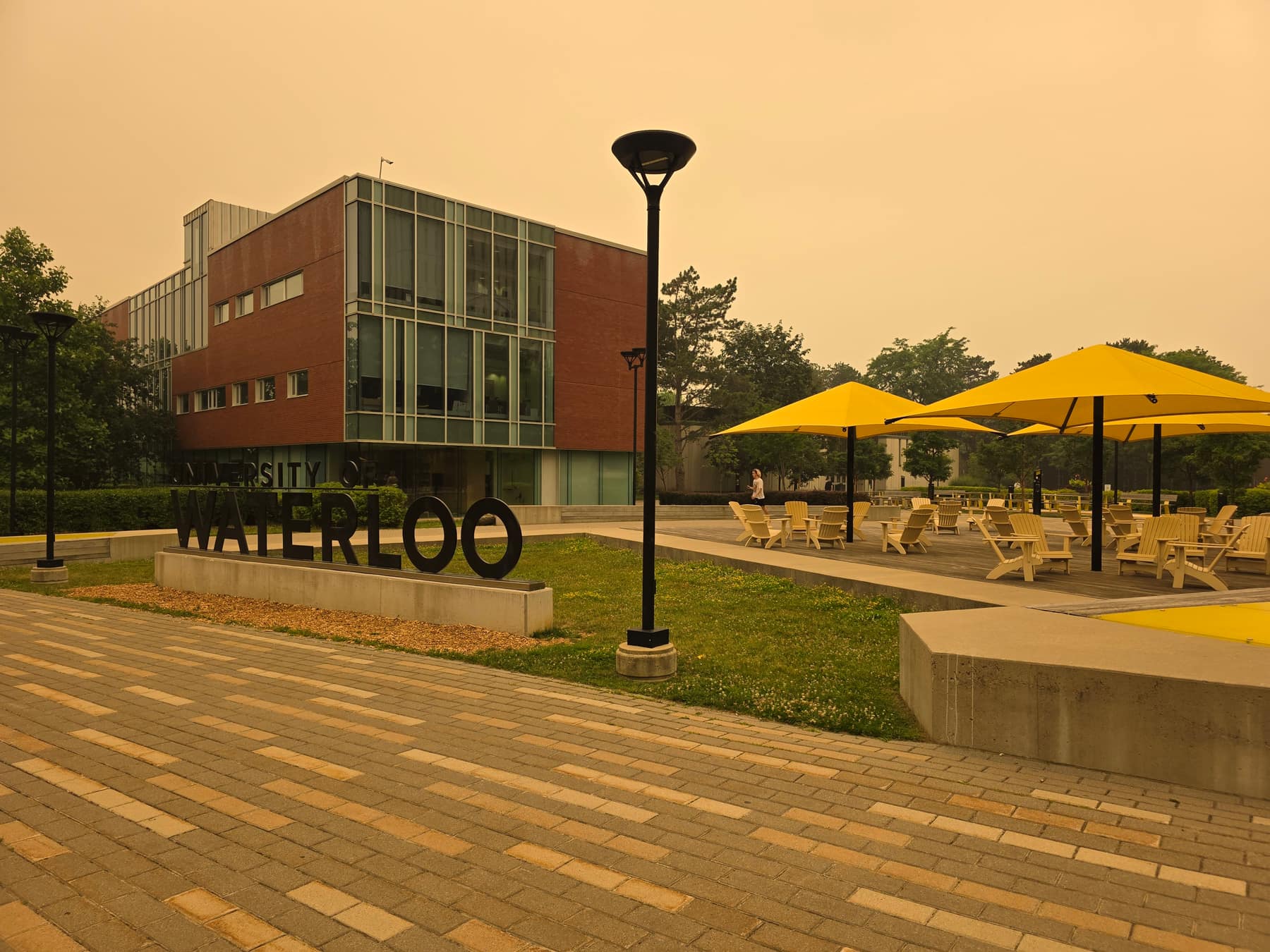 A campus scene in Waterloo in the early afternoon.